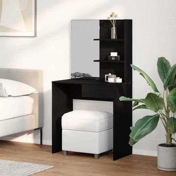 vidaXL Kaptafel met lade Zwart Eiken 74,5 x 40 x 141 cm, Verzenden, Nieuw