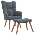 Donkergrijs Fluweel Relaxstoel + Voetenbank | Retour Deal..., Eenpersoons, Verzenden, Minder dan 75 cm, Nieuw