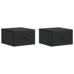 vidaXL Muurbevestigde Nachttafel 2 pcs Zwart 33 x 34,5 x 20, Verzenden, Nieuw