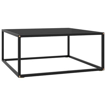 vidaXL Salontafel met zwart glas 80x80x35 cm zwart, Verzenden, Nieuw