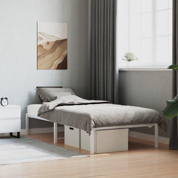 vidaXL Bedframe metaal wit 90x200 cm, Verzenden