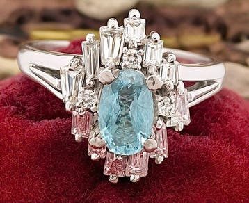 Ring - 18 karaat Witgoud Aquamarijn - Diamant, Handtassen en Accessoires, Nieuw