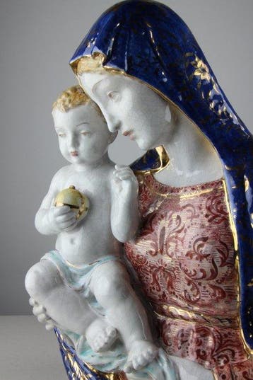 Prof. E. Pattarino - Beeld, Madonna and Child - 40 cm -