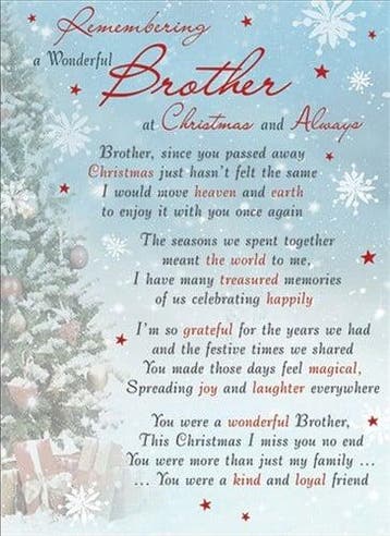 Rouwkaart herdenkingskaart a wonderful brother christmas &, Nieuw