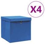 vidaXL Opbergboxen met deksel 4 st 28x28x28 cm blauw, Verzenden