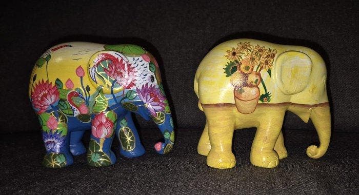 Elephant Parade - Sculpture, 2 x sculptuur olifant/Elephant, Antiek en Kunst, Curiosa en Brocante
