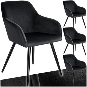 Eetkamerstoel Marilyn fluweellook, zwarte stoelpoten, Huis en Inrichting, Stoelen, Verzenden, Nieuw