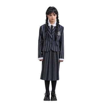 Kostuum Wednesday School Uniform Zwart/Grijs Kind, Verzenden, Nieuw