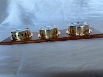 Maritieme objecten - Vintage klok met thermometer, barometer