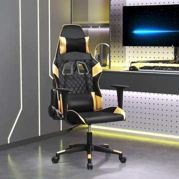 vidaXL Gamestoel kunstleer zwart en goud, Huis en Inrichting, Stoelen, Verzenden, Nieuw