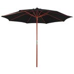 vidaXL Parasol met houten paal 300x258 cm zwart, Tuin en Terras, Parasols, Verzenden, Nieuw