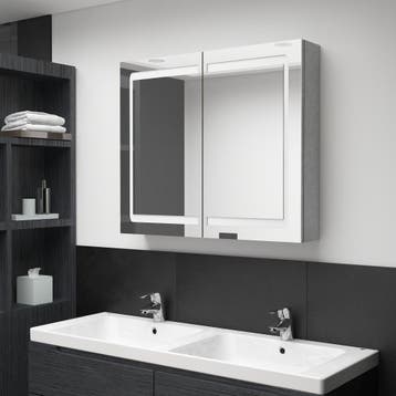 vidaXL Badkamerkast met spiegel en LED 80x12x68 cm, Verzenden, Nieuw
