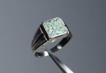 Bague - mosaïque turquoise - sceau - Navajo - États-Unis, Antiquités & Art