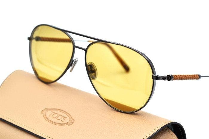 Tods - TO371 08E - Silver Metal Aviator Design & Yellow, Handtassen en Accessoires, Zonnebrillen en Brillen | Dames