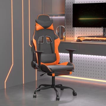 vidaXL Gamestoel met voetensteun kunstleer zwart en oranje, Huis en Inrichting, Stoelen, Verzenden, Nieuw