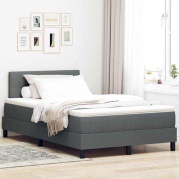 vidaXL Boxspring bed met hoofdeinde Donkergrijs 120 x 200 cm, Verzenden, Nieuw