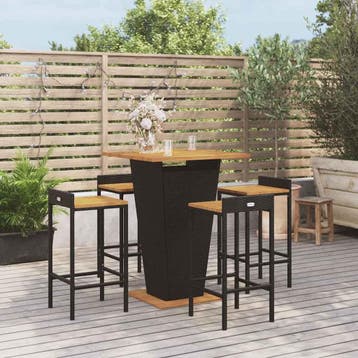 vidaXL 5-delige Tuinbarset poly rattan en massief acaciahout, Verzenden