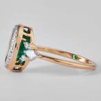 Statement ring - 14 karaat Geel goud - 3.08ct. tw. Smaragd -
