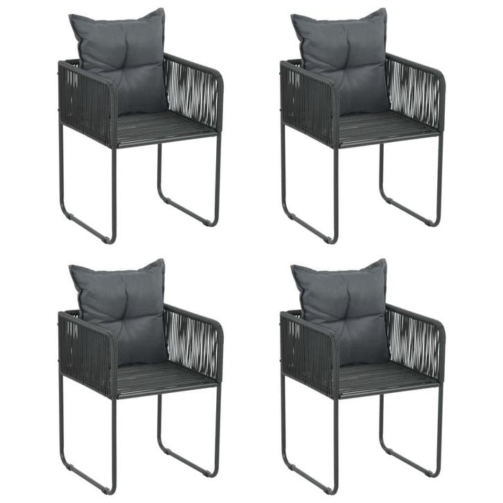 4x Tuinstoelen Zwart met Kussens | Retour Deal 35%!, Tuin en Terras, Tuinstoelen, Nieuw, Verzenden