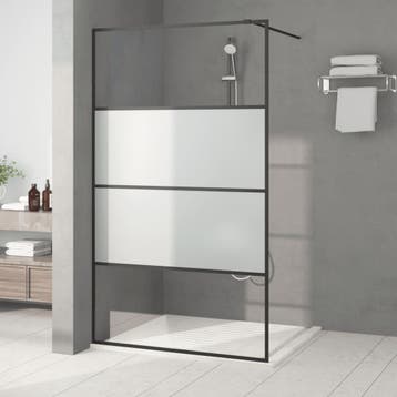 vidaXL Inloopdouchewand 115x195 cm halfmat ESG-glas zwart, Doe-het-zelf en Bouw, Verzenden, Nieuw