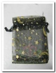 Cadeauzakje giftbag Organza Star Black 7x9 cm
