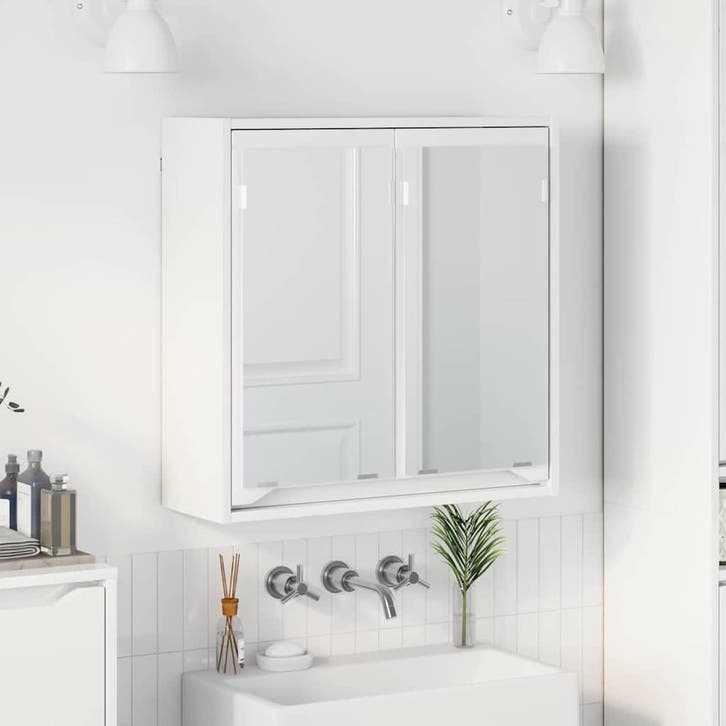 vidaXL Badkamerspiegelkast Hoogglans wit 60 x 20 x 60 cm, Maison & Meubles, Tables | Coiffeuses, Envoi