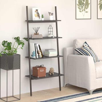 vidaXL Ladderrek met 4 schappen 64x34x150,5 cm zwart, Verzenden, Nieuw
