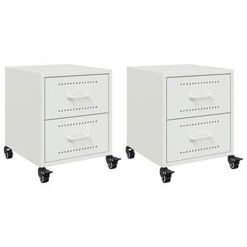 Nachtkastjes staal wit 2st | Retour deal | -46% korting, Verzenden