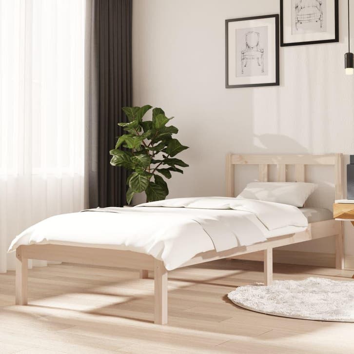 vidaXL Bedframe massief hout 75x190 cm, Huis en Inrichting, Slaapkamer | Bedden, Nieuw, Verzenden