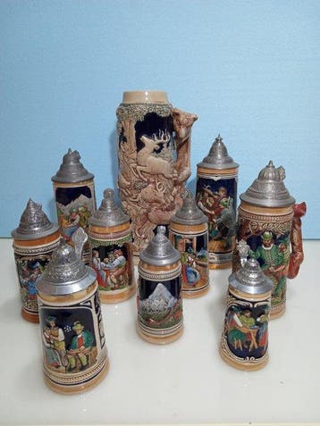 Bierpul (10) - Aardewerk, Peltro - Steinkrug Duitsland, Antiek en Kunst