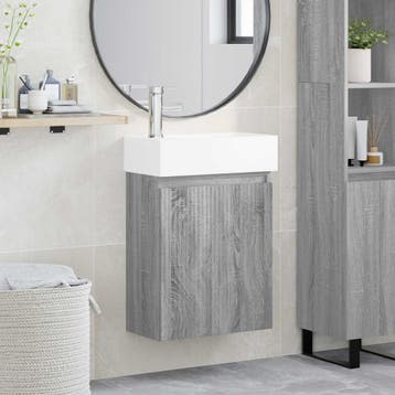 vidaXL Badkamermeubel met kraan Grijs Sonoma 45,5 x 22,5 x, Verzenden, Nieuw