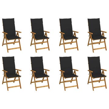 vidaXL Inklapbare stoelen 8 st met kussens massief, Verzenden