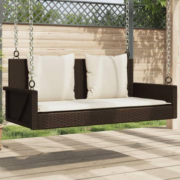 vidaXL Schommelbank met kussens 119x56x48 cm poly rattan, Verzenden, Nieuw
