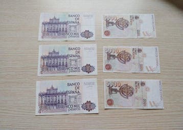 Spanje. - 6 x 5000 Pesetas - 1979/1992 - Pick 160, 165