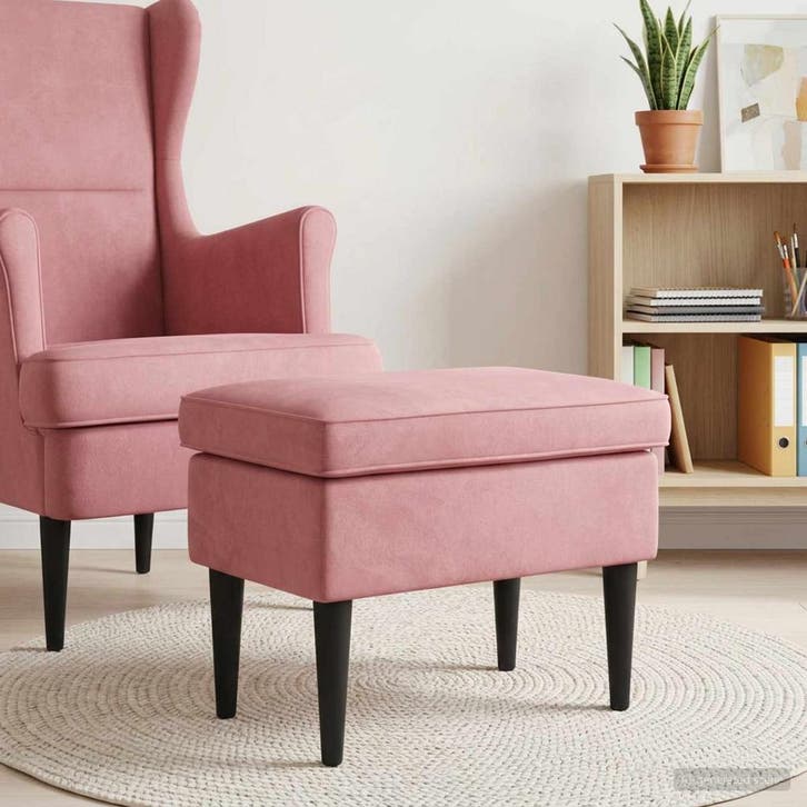 vidaXL Voetenbank Roze 55 x 35 x 41 cm Fluweel, Huis en Inrichting, Stoelen, Nieuw, Verzenden