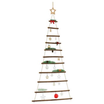 vidaXL Hangende kerstboom met topster 74x150 cm natuurlijke, Verzenden, Nieuw