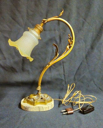 Lampe de table - Laiton, Marbre, Antiquités & Art