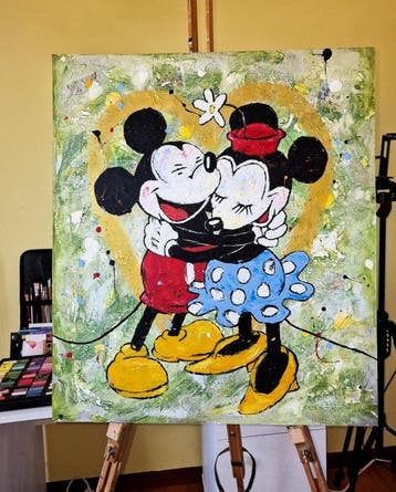 PatriciaSilvArt - MICKEY and MINNIE MOUSE original acrylic, Antiek en Kunst, Kunst | Schilderijen | Modern