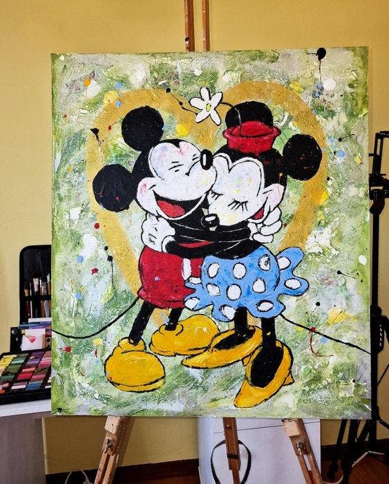 PatriciaSilvArt - MICKEY and MINNIE MOUSE original acrylic, Antiek en Kunst, Kunst | Schilderijen | Modern