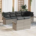 vidaXL Tuinbank Set met kussen 7 pcs Lichtgrijs poly rattan, Verzenden, Nieuw