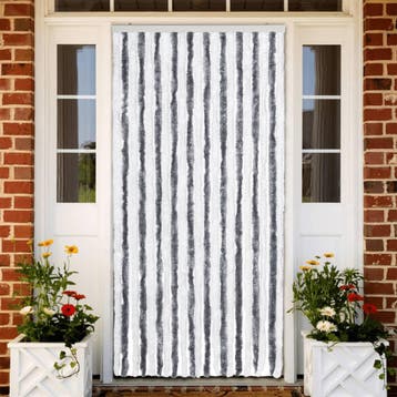 vidaXL Vliegengordijn 90x200 cm chenille grijs en wit, Verzenden, Nieuw
