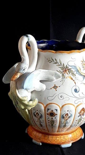 Manifattura Ginori - Vaas met dubbele oren - Majolica -