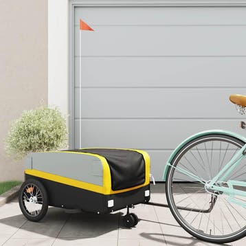 vidaXL Fietstrailer 45 kg ijzer zwart en geel, Fietsen en Brommers, Verzenden, Nieuw