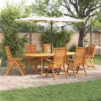 vidaXL Tuin Eettafel Set 7 pcs Bruin Massief Acacia Hout, Verzenden
