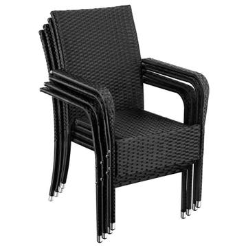 tectake Wicker tuinstoel Girona, stapelbaar, draagkracht 120, Verzenden, Nieuw