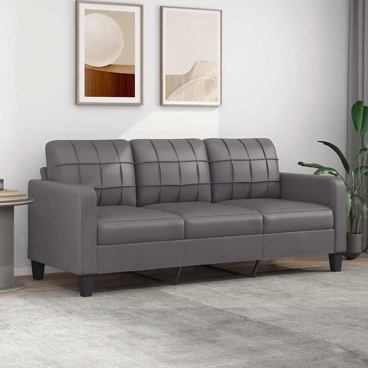 vidaXL Driezitsbank / zetel 180 cm kunstleer grijs, Huis en Inrichting, Zetels | Zetels, Nieuw, Verzenden