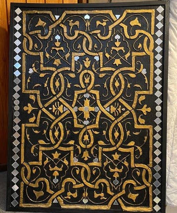 Figuur - Arabesque in Zwart en Goud - 80 cm - Texstuur, Antiek en Kunst