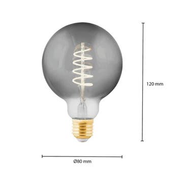 LED FILAMENT E27 GLOBE S DIMBAAR SMOKE 4W, Huis en Inrichting, Verzenden, Nieuw