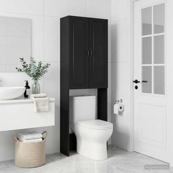 vidaXL Toiletkast UTRECHT Zwart 66 x 25,5 x 190 cm Bewerkt, Verzenden, Nieuw