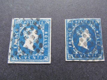 Italiaanse oude staten - Sardinië 1851 - 20 cent - twee, Gestempeld